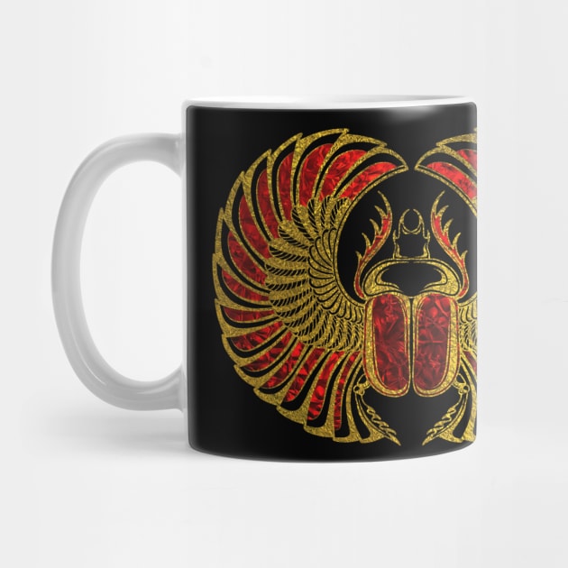 Egyptian Scarab Beetle - Gold and red  metallic by Nartissima